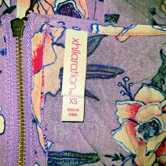 Xhilaration Dress Multicolor Women Size XS Faux Wrap High Low Hem Floral - Picture 5 of 6